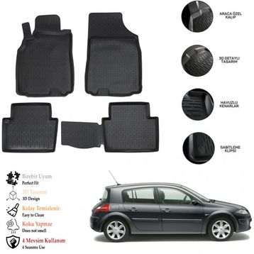 OtoLine Renault Megane 2 2004-2009 3D Havuzlu Paspas