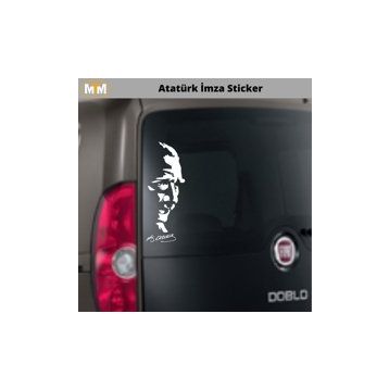 Otomarketin 15 cm Kemal Atatürk İmza Oto Sticker