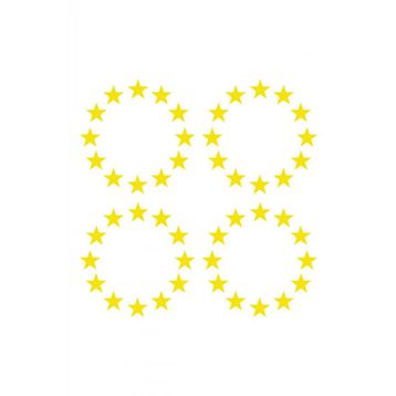 Otomarketin Sarı 3x3 cm 4 Adet Plaka Ab Yıldızı Oto Sticker