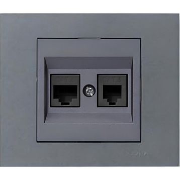 Ovivo Grano Metalik Cat6 RJ45 Cat3 RJ11 2'li Füme Çerçeve Data Prizi