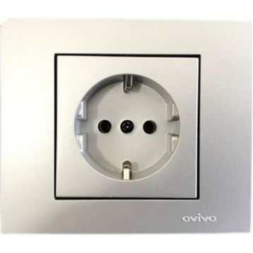 Ovivo Grano Metallic Topraklı Silver Priz