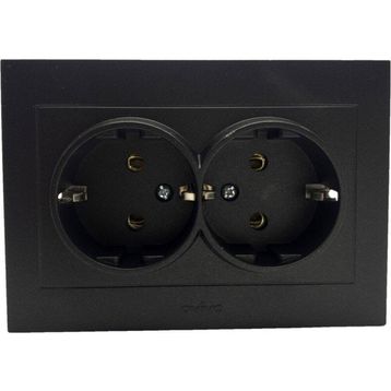 Ovivo OEİTPB Seldur Electrıc İkili Topraklı Siyah Çerçeve Priz