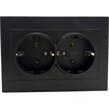 Ovivo OEİTPB Seldur Electrıc İkili Topraklı Siyah Çerçeve Priz