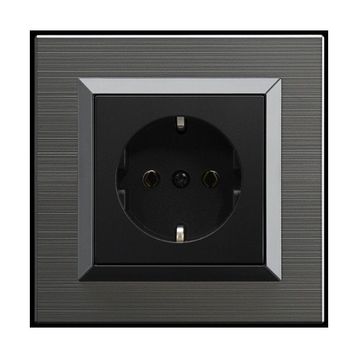 Ovivo Quantum Manyetik Gri 4 Adet Çerçeve Topraklı Priz