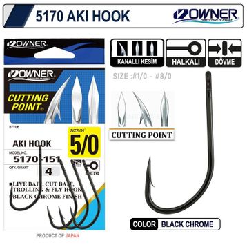 Owner 5170 Aki Hook Black Chrome İğne