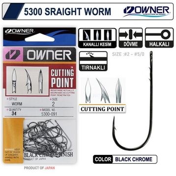 Owner 5300 Straight Shank Black Chrome İğne