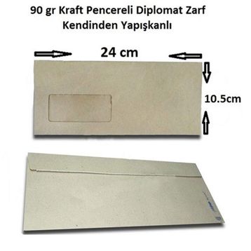 Oyal Diplomat 105 x 240 mm Kraft 500'lü Penceresiz Zarf