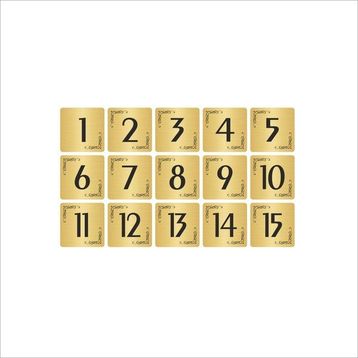 Özarslan Dizayn 10x10 cm Altın Renk 15 Adet Metal Kapı Masa Dolap Numara Levhası