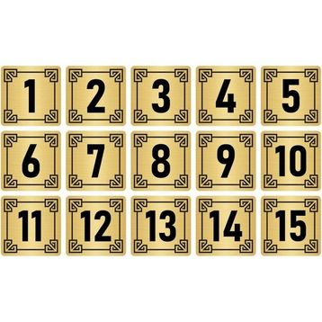 Özarslan Dizayn 10x10 cm Altın Renk 15 Adet Metal Kapı Masa Dolap Numara Levhası