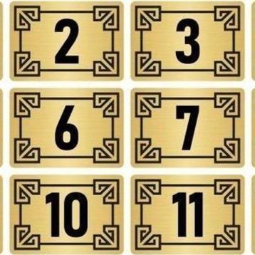 Özarslan Dizayn 10x15 cm Altın Renk 12 Adet Metal Kapı Masa Dolap Numara Levhası