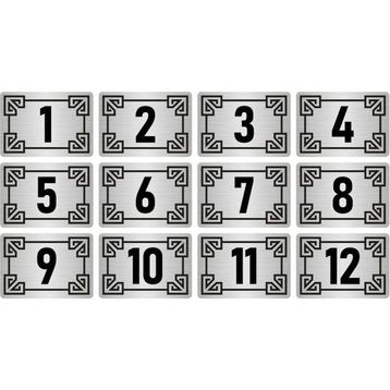 Özarslan Dizayn 10x15 cm Gümüş Renk 12 Adet Metal Kapı Masa Dolap Numara Levhası