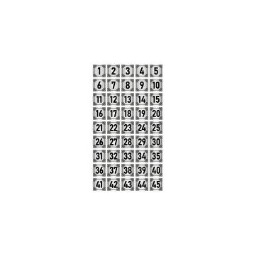 Özarslan Dizayn 3.5x3.5 cm Gümüş Renk 45 Adet Metal Kapı Masa Dolap Numara Levhası