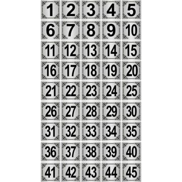 Özarslan Dizayn 3.5x3.5 cm Gümüş Renk 45 Adet Metal Kapı Masa Dolap Numara Levhası