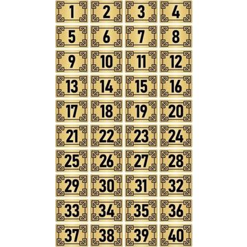 Özarslan Dizayn 3.5x5 cm Altın Renk 40 Adet Metal Kapı Masa Dolap Numara Levhası