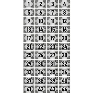 Özarslan Dizayn 3.5x5 cm Gümüş Renk 44 Adet Metal Kapı Masa Dolap Numara Levhası
