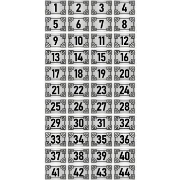 Özarslan Dizayn 3.5x5 cm Gümüş Renk 44 Adet Metal Kapı Masa Dolap Numara Levhası