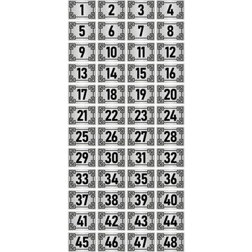 Özarslan Dizayn 3.5x5 cm Gümüş Renk 48 Adet Metal Kapı Masa Dolap Numara Levhası
