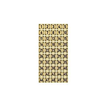 Özarslan Dizayn 4x4 cm Altın Renk 50 Adet Metal Kapı Masa Dolap Numara Levhası