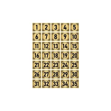 Özarslan Dizayn 5x5 cm Altın Renk 35 Adet Metal Kapı Masa Dolap Numara Levhası