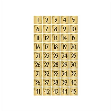 Özarslan Dizayn 5x5 cm Altın Renk 45 Adet Metal Kapı Masa Dolap Numara Levhası