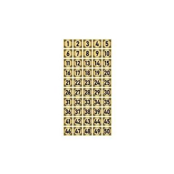 Özarslan Dizayn 5x5 cm Altın Renk 50 Adet Metal Kapı Masa Dolap Numara Levhası