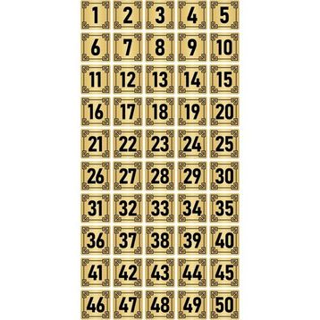 Özarslan Dizayn 5x5 cm Altın Renk 50 Adet Metal Kapı Masa Dolap Numara Levhası