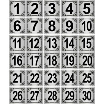 Özarslan Dizayn 5x5 cm Gümüş Renk 30 Adet Metal Kapı Masa Dolap Numara Levhası