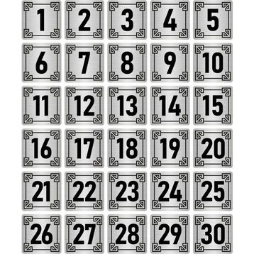 Özarslan Dizayn 5x5 cm Gümüş Renk 30 Adet Metal Kapı Masa Dolap Numara Levhası