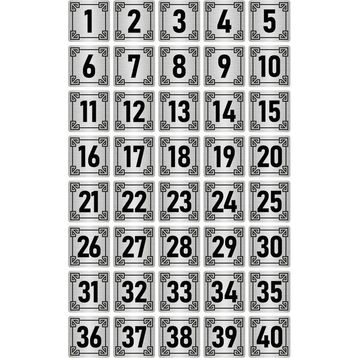 Özarslan Dizayn 5x5 cm Gümüş Renk 40 Adet Metal Kapı Masa Dolap Numara Levhası