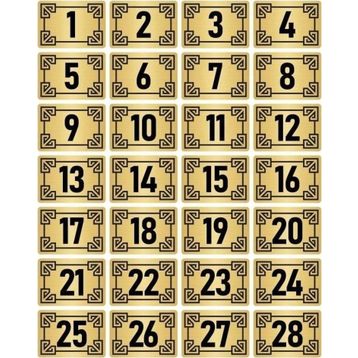 Özarslan Dizayn 5x7 cm Altın Renk 28 Adet Metal Kapı Masa Dolap Numara Levhası