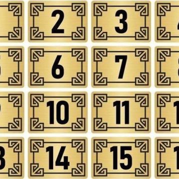 Özarslan Dizayn 7x10 cm Altın Renk 16 Adet Metal Kapı Masa Dolap Numara Levhası