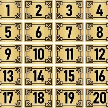 Özarslan Dizayn 7x10 cm Altın Renk 20 Adet Metal Kapı Masa Dolap Numara Levhası