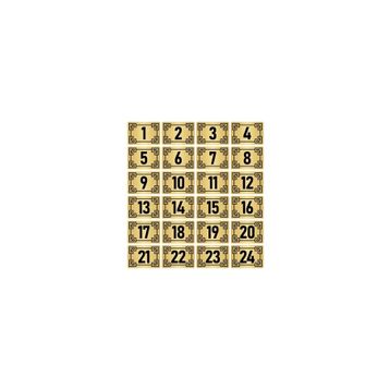 Özarslan Dizayn 7x10 cm Altın Renk 24 Adet Metal Kapı Masa Dolap Numara Levhası