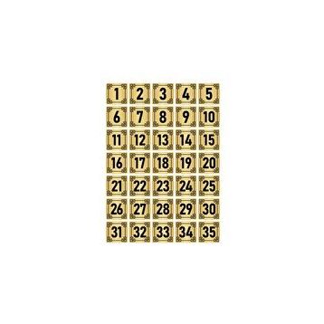 Özarslan Dizayn 7x7 cm Altın Renk 35 Adet Metal Kapı Masa Dolap Numara Levhası