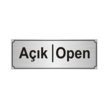 Özarslan Dizayn Açık-Open 10x20 cm Altın Renk Metal Yönlendirme Levhası