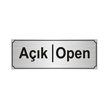 Özarslan Dizayn Açık-Open 10x20 cm Altın Renk Metal Yönlendirme Levhası