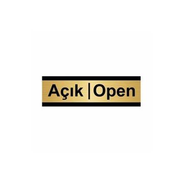 Özarslan Dizayn Açık-Open 5x20 cm Altın Renk Metal Yönlendirme Levhası