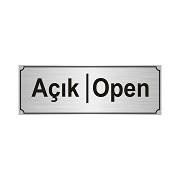 Özarslan Dizayn Açık-Open 5x20 cm Altın Renk Metal Yönlendirme Levhası