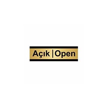Özarslan Dizayn Açık-Open 5x20 cm Altın Renk Metal Yönlendirme Levhası