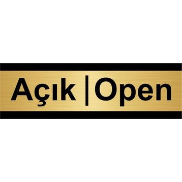 Özarslan Dizayn Açık-Open 5x20 cm Altın Renk Metal Yönlendirme Levhası