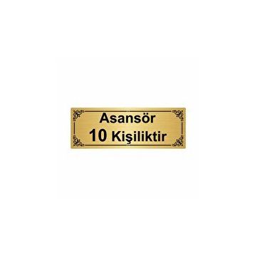 Özarslan Dizayn Asansör 10 Kişiliktir 7x20 cm Altın Renk Metal Yönlendirme Levhası