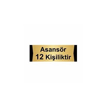 Özarslan Dizayn Asansör 12 Kişiliktir 10x20 cm Altın Renk Metal Yönlendirme Levhası