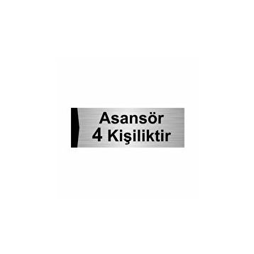 Özarslan Dizayn Asansör 4 Kişiliktir 10x20 cm Gümüş Renk Metal Yönlendirme Levhası