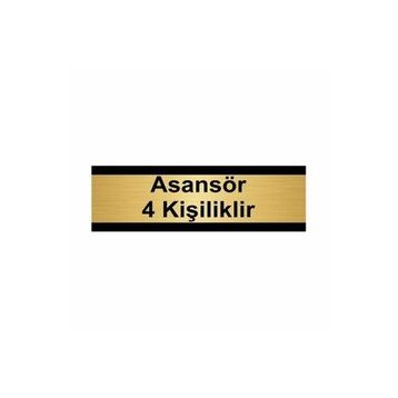 Özarslan Dizayn Asansör 4 Kişiliktir 7x20 cm Altın Renk Metal Yönlendirme Levhası