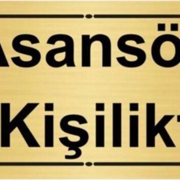 Özarslan Dizayn Asansör 4 Kişiliktir 7x20 cm Altın Renk Metal Yönlendirme Levhası