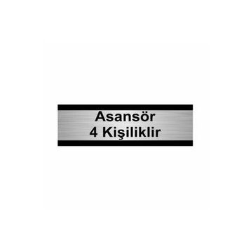 Özarslan Dizayn Asansör 4 Kişiliktir 7x20 cm Gümüş Renk Metal Yönlendirme Levhası