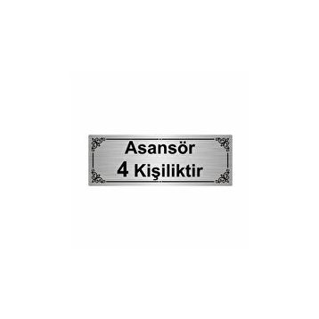 Özarslan Dizayn Asansör 4 Kişiliktir 7x20 cm Gümüş Renk Metal Yönlendirme Levhası
