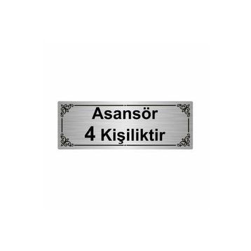 Özarslan Dizayn Asansör 4 Kişiliktir 7x20 cm Gümüş Renk Metal Yönlendirme Levhası