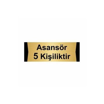 Özarslan Dizayn Asansör 5 Kişiliktir 10x20 cm Altın Renk Metal Yönlendirme Levhası