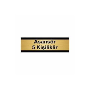 Özarslan Dizayn Asansör 5 Kişiliktir 10x20 cm Altın Renk Metal Yönlendirme Levhası